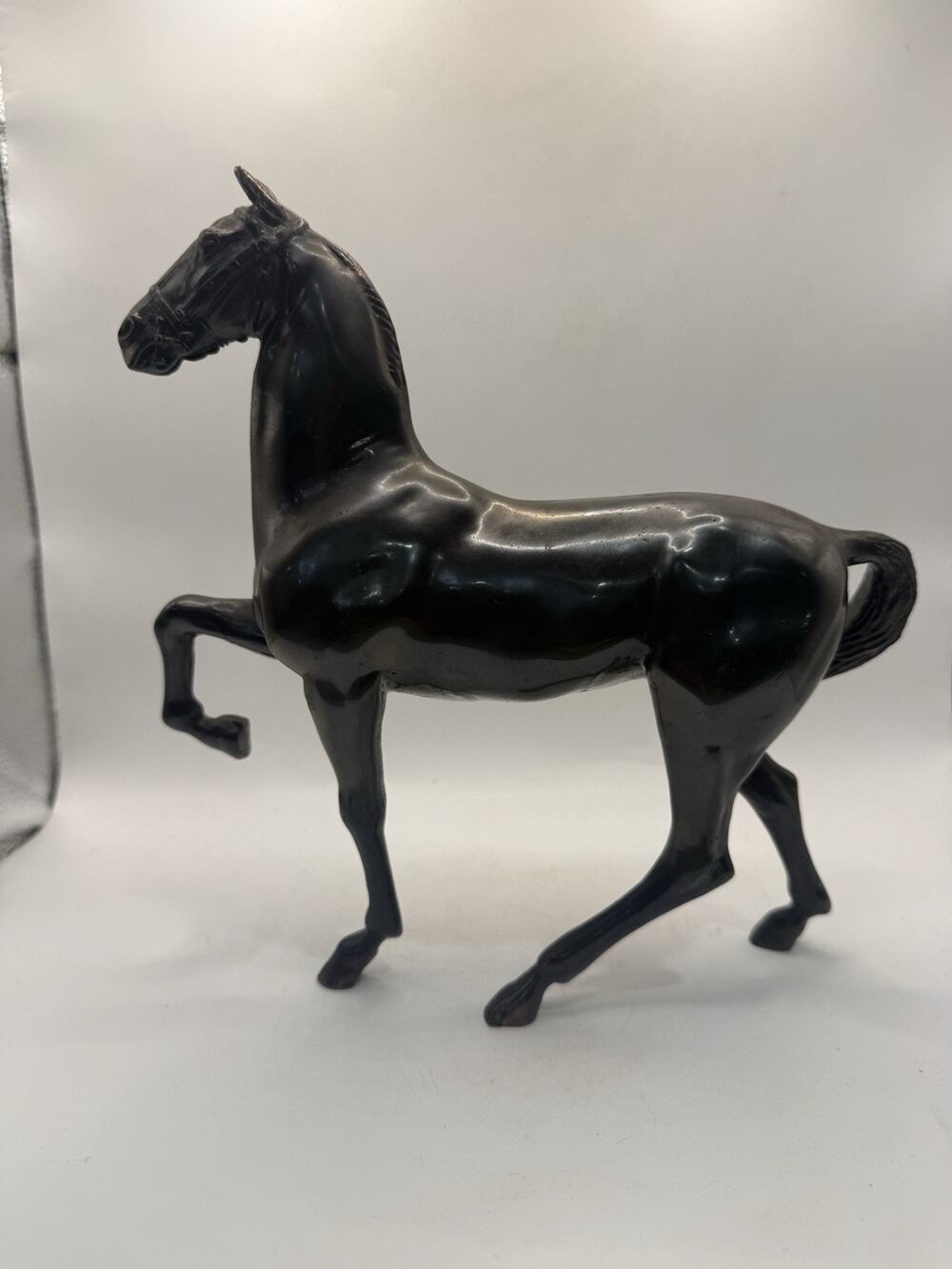 Vintage Cast Bronze Brass Horse Sculpture Prancing Equestrian Statue 9” *